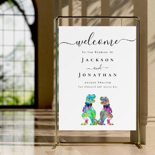 Dinosaur Gay Wedding Welcome Personalized Foam Board