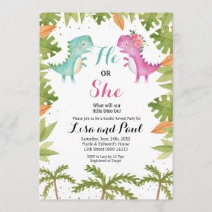 Dinosaur Gender Reveal Invitation