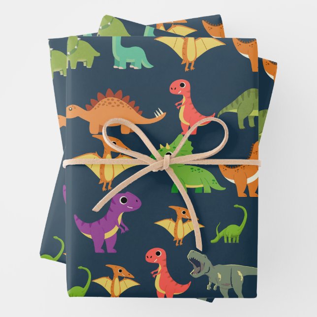 Dinosaur Gift Wrapping Paper (In situ)