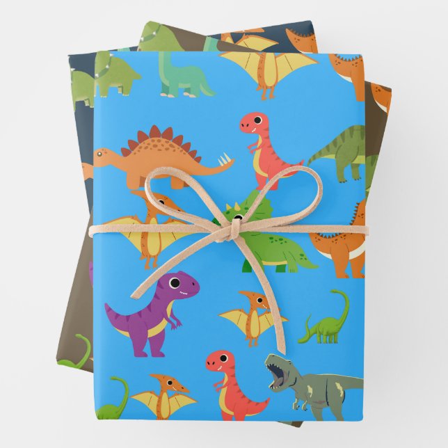 Dinosaur Gift Wrapping Paper (In situ)