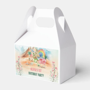 Dinosaur Girl 1st Birthday Party Favor Boxes