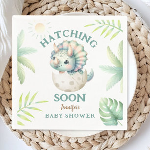 Dinosaur Girl Baby Shower Triceratops Pink Dino Napkins