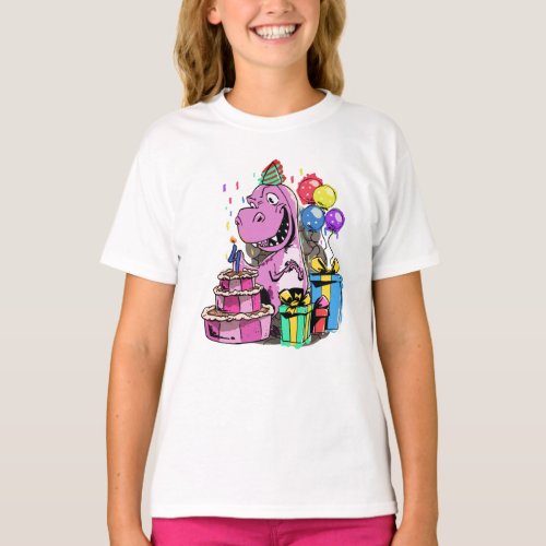 Dinosaur Girl Birthday Party 4 T_Shirt