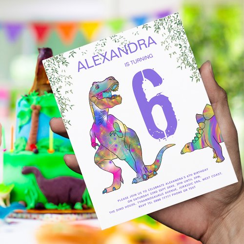 Dinosaur Girls 6th Birthday Party Purple Budget