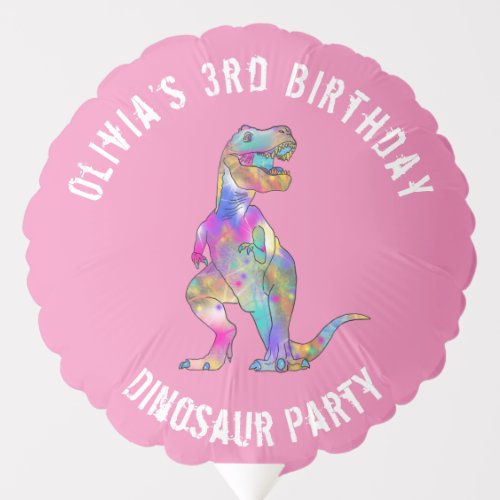 Dinosaur Girls Birthday Party  Balloon
