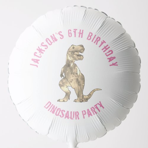 Dinosaur Girls Birthday Party Personalized  Balloon