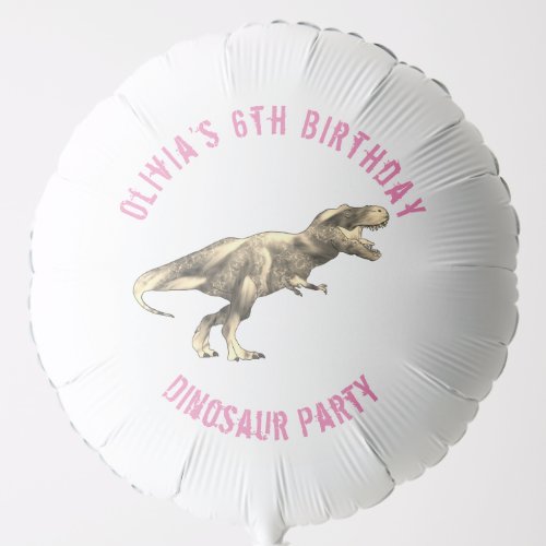 Dinosaur Girls Birthday Party Personalized Balloon