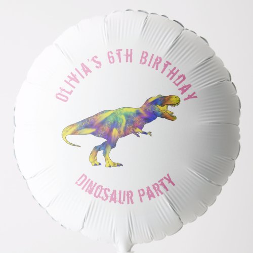 Dinosaur Girls Birthday Party Personalized Balloon