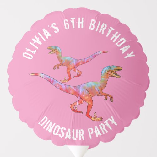 Dinosaur Girls Birthday Party Pink Balloon