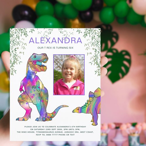 Dinosaur Girls Budget Birthday Party Photo Purple