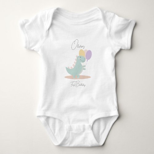 Dinosaur Girly Pink Blue Lilac Birthday Party Baby Bodysuit