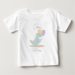 Dinosaur Girly Pink Blue Lilac Birthday Party Baby T-Shirt