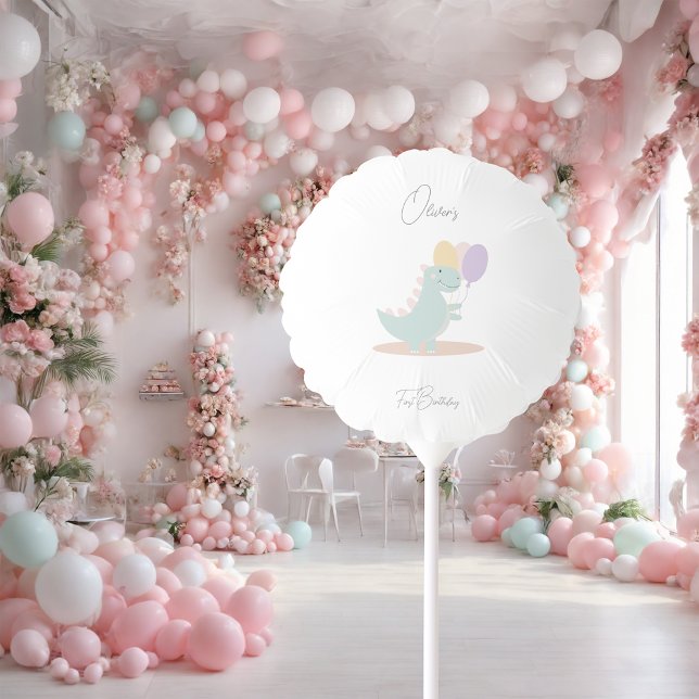 Dinosaur Girly Pink Blue Lilac Birthday Party Balloon (Creator Uploaded)