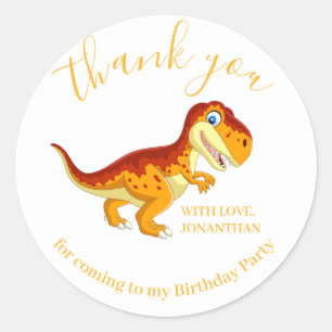 Dinosaur Gold Happy Birthday Thank You Classic Round Sticker