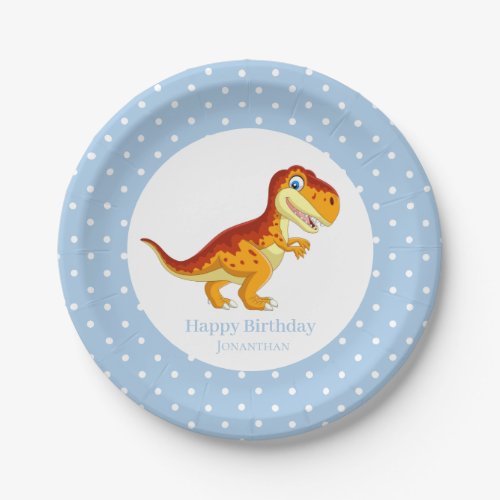 Dinosaur Gold T Rex  Blue Boy Party   Paper Plates