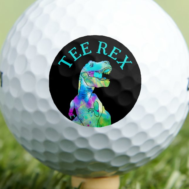 Dinosaur Golfing Joke Tee Rex Golf Balls (Funny Tee Rex dinosaur golfing joke golf ball. Colorful T-Rex dino artwork and golf pun)
