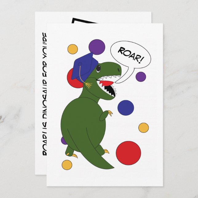 Dinosaur Graduation Funny Personalize Photo  Announcement (Front/Back)