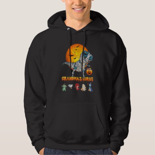 Dinosaur Grandma Saurus Halloween With Grandkids M Hoodie