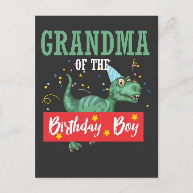 Dinosaur Grandmother Grandma Birthday Boy Postcard (Front)