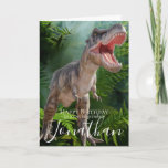 Dinosaur Grandson Birthday card<br><div class="desc">Dinosaur Grandson Birthday card
sweet dinosaur trex  grand son personalized baby card for a little girl.  Click the "Customize it!" button to change the text size,  text color,  font style and more!</div>