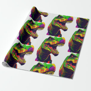 Dinosaur Green Birthday Kids  Wrapping Paper