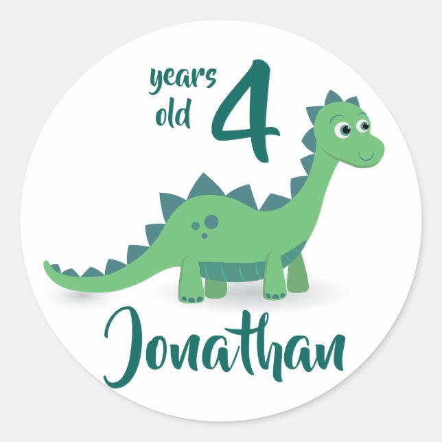 Dinosaur green birthday personalized sticker (Front)