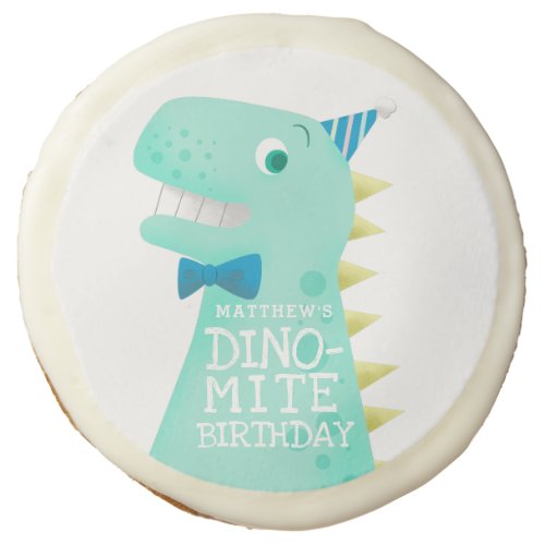 Dinosaur Green Dino Mite Birthday Party Sugar Cookie