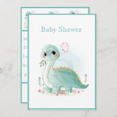 Dinosaur Green Watercolor Baby Shower Invitation (Front/Back)