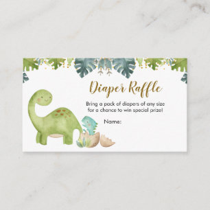 Dinosaur Greenery Baby Shower Diaper Raffle Card