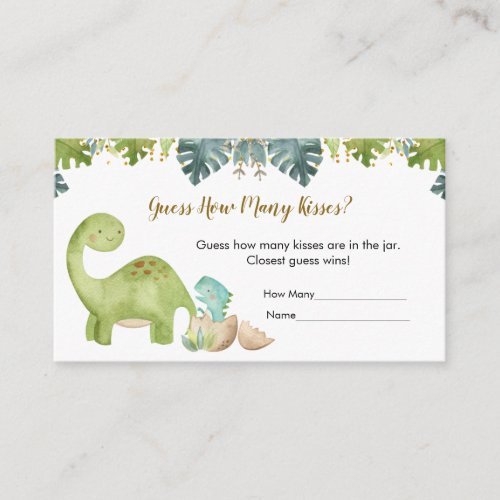 Dinosaur Greenery How Many Kisses Enclosure Card