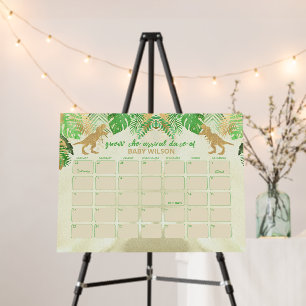 Dinosaur Guess Baby Arrival Date Baby Shower Game Foam Board