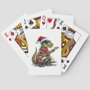 Dinosaur Guitar Player Xmas Poker Cards