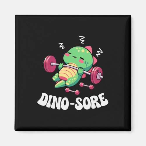 Dinosaur Gym Fitness Lifting Weights Workout Cute Magnet