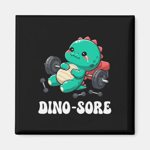 Dinosaur Gym Workout Fitness Lifting Weights Cute  Magnet