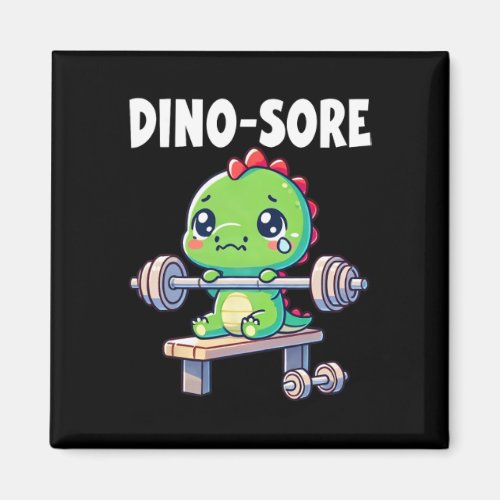 Dinosaur Gym Workout Fitness Lifting Weights Cute Magnet