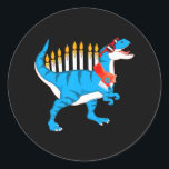 Dinosaur Hanukkah Menorah Jewish Pajama Funny For Classic Round Sticker<br><div class="desc">Dinosaur Hanukkah Menorah Jewish Pajama Funny For</div>