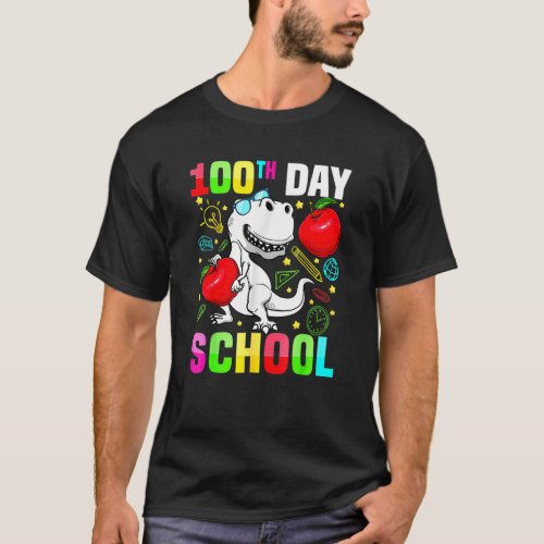 Dinosaur Happy 100th Day Of School Dino Kids 100 D T_Shirt