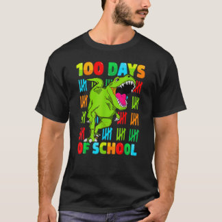 Dinosaur Happy 100th Day Of School Dino Kids 100 D T-Shirt
