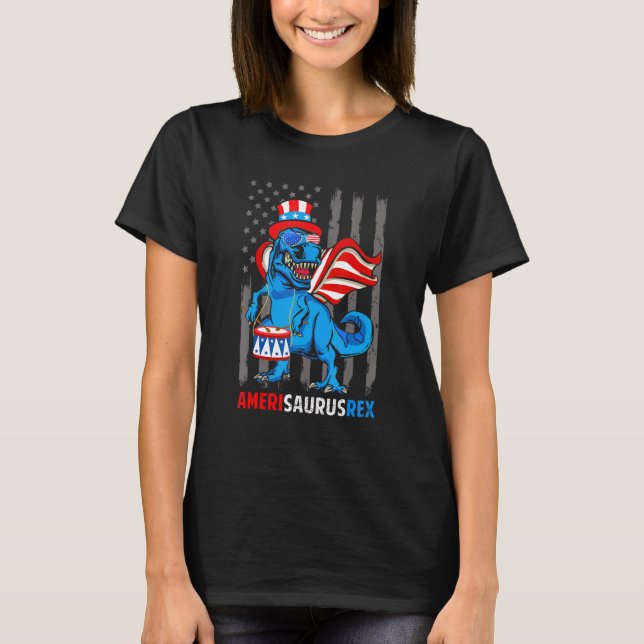 Dinosaur Happy 4th Of July Boys Kids Men Amerisaur T-Shirt (Front)