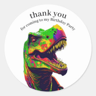 Dinosaur Happy Birthday Boy Thank You Classic Round Sticker