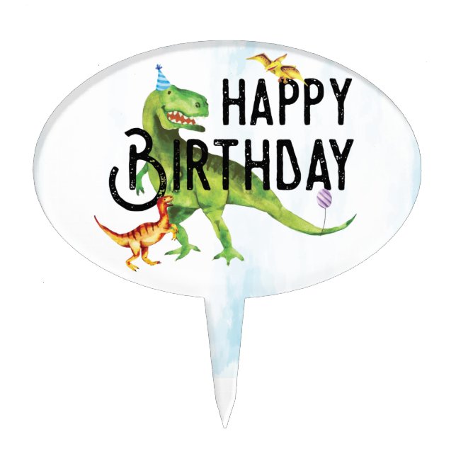 Dinosaur Happy Birthday Cake Topper (Front)