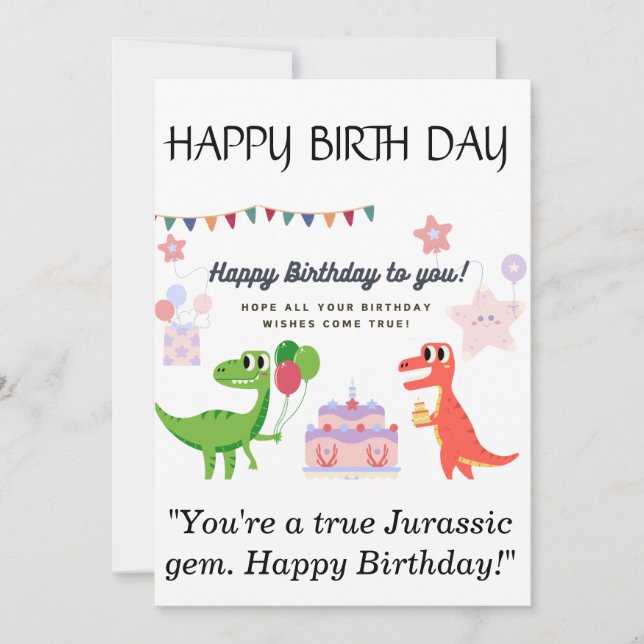 Dinosaur Happy Birthday Card  (Front)