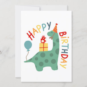 Dinosaur Happy Birthday Card for Kids Dino Party