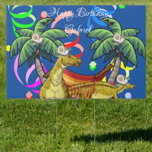 Dinosaur Happy Birthday Green Yard Sign