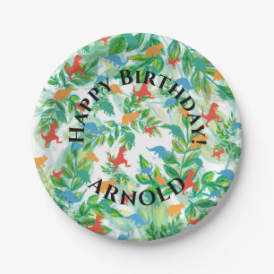 Dinosaur Happy birthday Jurassic Jungle Paper Plates