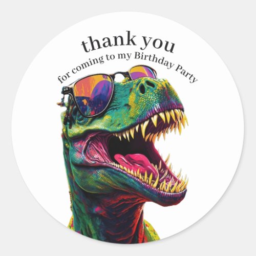 Dinosaur Happy Birthday Kids Thank You    Classic Round Sticker
