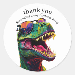 Dinosaur Happy Birthday Kids Thank You Classic Round Sticker