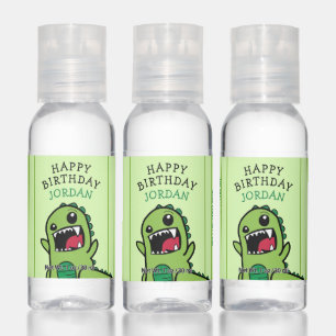 Dinosaur Happy Birthday Name Green Party Favor Hand Sanitizer