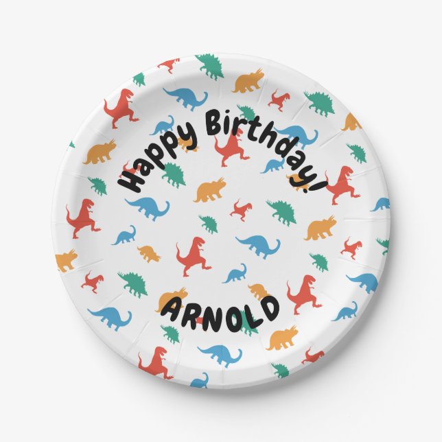 Dinosaur Happy birthday Paper Plates (Front)