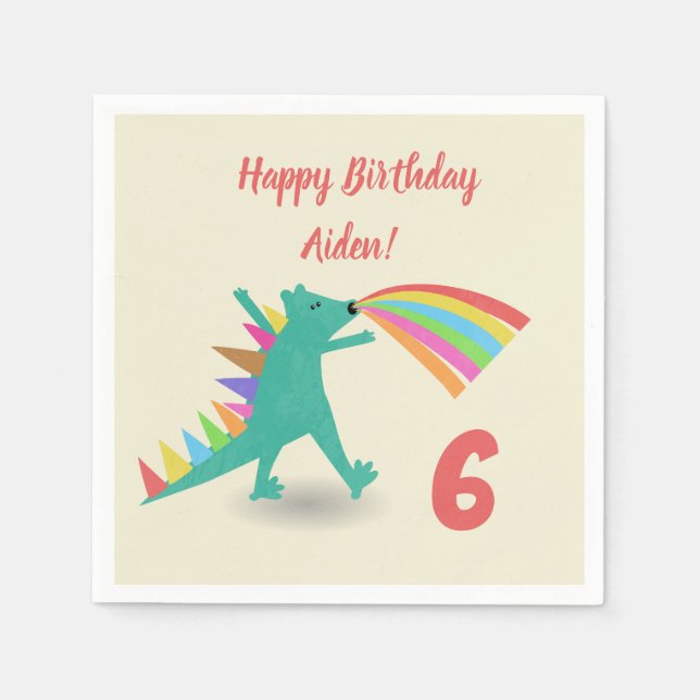 Dinosaur Happy Birthday Party Napkins (Front)